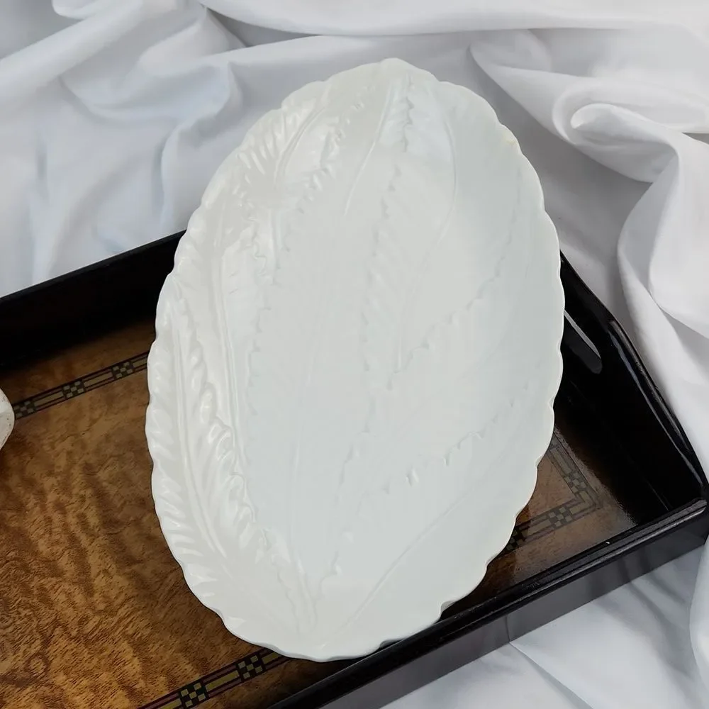 🔹️Williams Sonoma White Leaf Print Italian Serving Platter